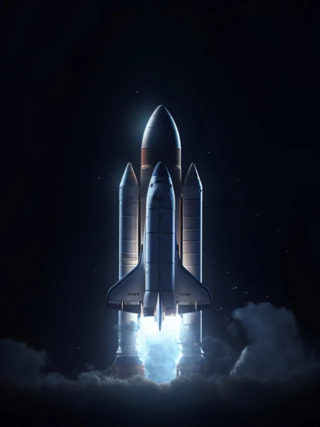 Ônibus Espacial em Lançamento Noturno: Símbolo de Transformação Pessoal e Crescimento