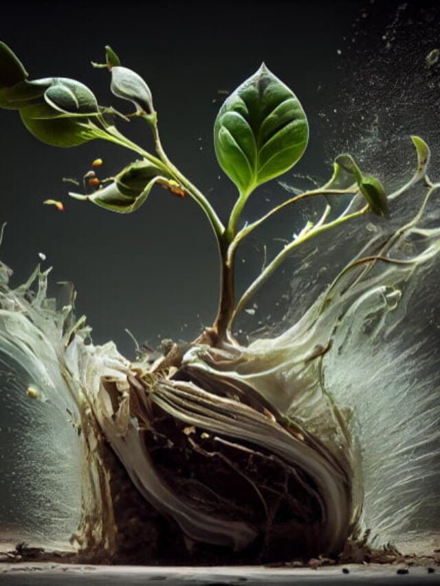 Uma planta crescendo em direção à luz, representando o crescimento pessoal e profissional constante.