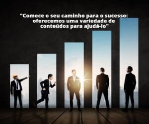 Profissionais de negócios progredindo rumo ao sucesso sob orientação iluminadora—Visite VamBoraMeu.com.br para conteúdos diversos projetados para iniciar sua jornada de sucesso.