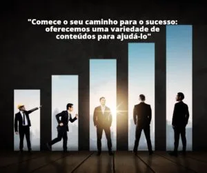 Profissionais de negócios progredindo rumo ao sucesso sob orientação iluminadora—Visite VamBoraMeu.com.br para conteúdos diversos projetados para iniciar sua jornada de sucesso.
