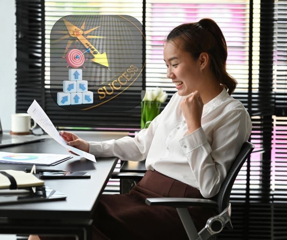 Pessoa em escritório analisando documentos, simbolizando sucesso e progresso. Imagem destacada para a webstory do artigo "7 Hábitos para Dominar a Si Mesmo e Alcançar o Sucesso" na categoria "DESENVOLVIMENTO PESSOAL" e subcategoria "Emocional". A ilustração ao fundo reforça a mensagem de direção e crescimento contínuo.